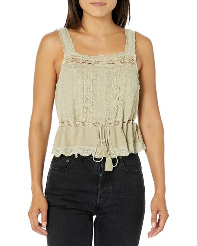 Lucky Brand Vintage Embroidered Lace Bubble Tank - Green