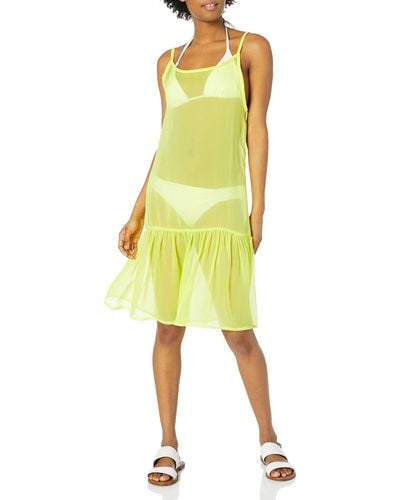 Rachel Roy Standard Ruffle Hem Dress Style Swim Coverup - Yellow