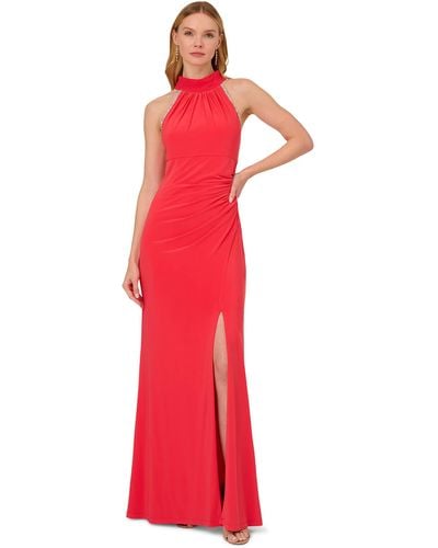 Adrianna Papell Jersey And Chiffon Gown - Red