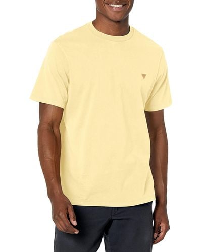 Guess Short Sleeve Crew Neck Triangle Tee - Yellow