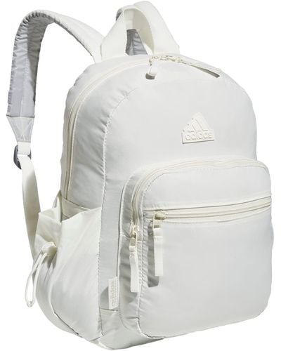 adidas Weekender Sport Fashion Compact Smaller Backpack With Detachable Mini Valuables Pouch - White