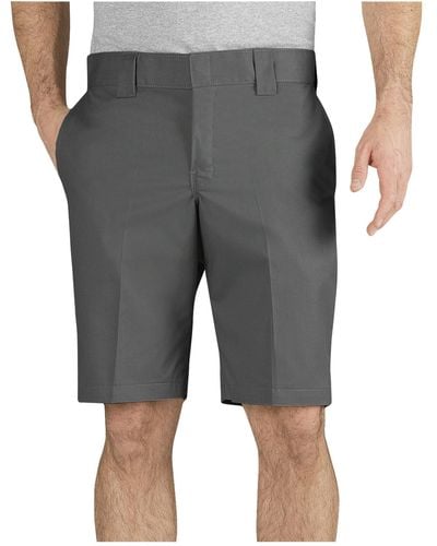 Dickies Mens 11 Inch Slim Fit Stretch Twill Work Flat Front Shorts - Gray