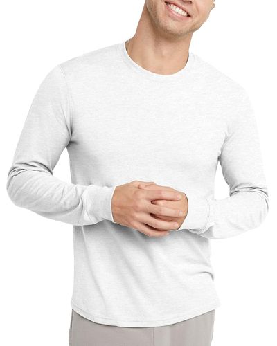 Hanes Size Originals Long Sleeve Cotton T-shirt - White