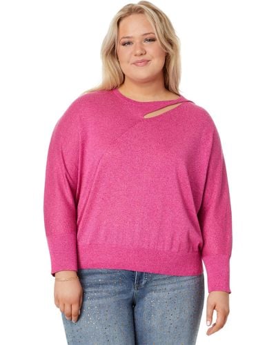NIC+ZOE Nic+zoe Plus Size Soft Sleeve Twist Sweater Tee - Pink