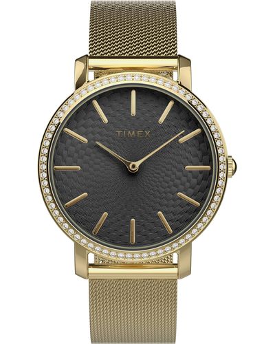 Timex Gold-tone Bracelet Black Dial Gold-tone - Gray