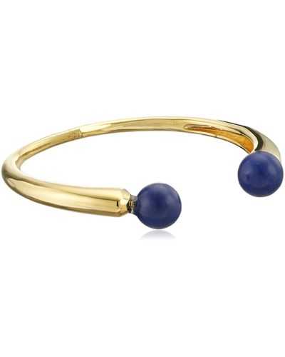 Noir Jewelry Sphere Semi Precious Lapis Open Cuff Bracelet - Multicolor