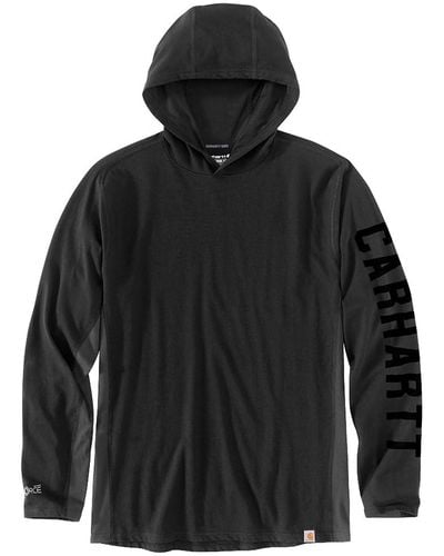 Carhartt Force Relaxed Fit Midweight Long-sleeve Logo Graphic Hooded T-shirt - Black