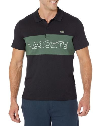 Lacoste Short Sleeve Colorblocked Wording Polo Shirt - Green