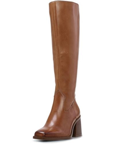 Vince Camuto Sangeti Stacked Heel Knee High Wide Calf Boot Fashion - Brown