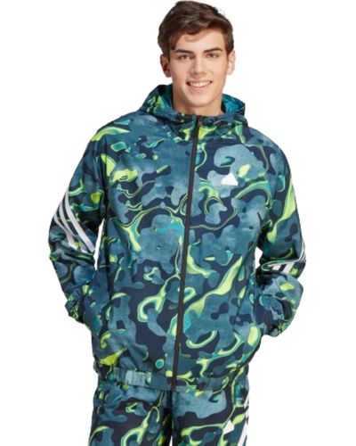 adidas Future Icon All Over Printed Full-zip Hoodie - Green