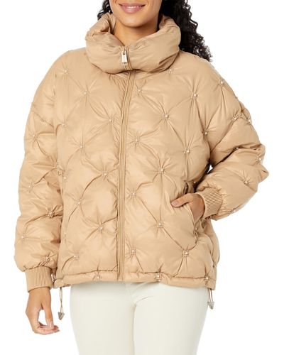 Guess Perla Embellished Puffa - Natural