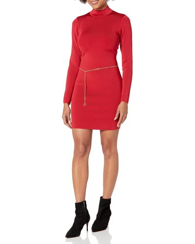 Guess Long Sleeve Open Back Mirage Mariah Dress - Red
