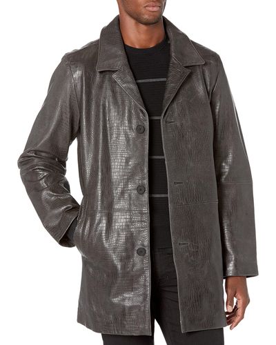DKNY Real Leather Embossed Jacket - Gray