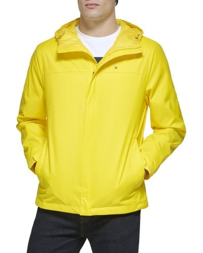 Tommy Hilfiger Lightweight Breathable Waterproof Hooded Jacket Raincoat - Yellow