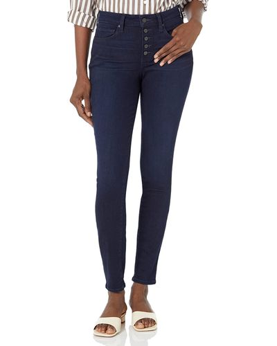 PAIGE Flaunt Bombshell Ultra Skinny W/exposed Buttonfly High Rise In Moody - Blue