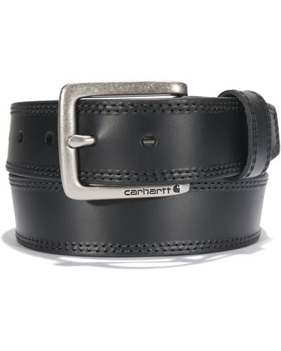 Carhartt 44 Rugged Leather Engraved Buckle Belt - Black