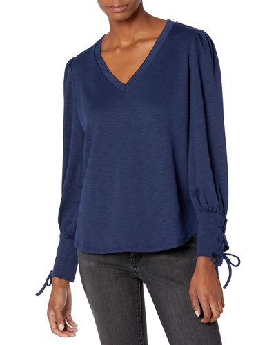 Jessica Simpson Mercer Lace Up Sleeve Top - Blue