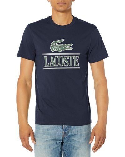 Lacoste Short Sleeve Crew Neck Croc Graphic T-shirt - Blue