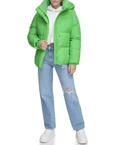 Levi's Selma Hooded Puffer Jacket Coat - Green