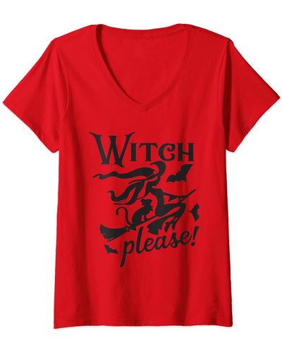 Perry Ellis S Witch Please V-neck T-shirt - Red
