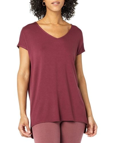 Amazon Essentials Daily Ritual Supersoft Terry Relaxed-fit Dolman-sleeve V-neck Tunic - Purple