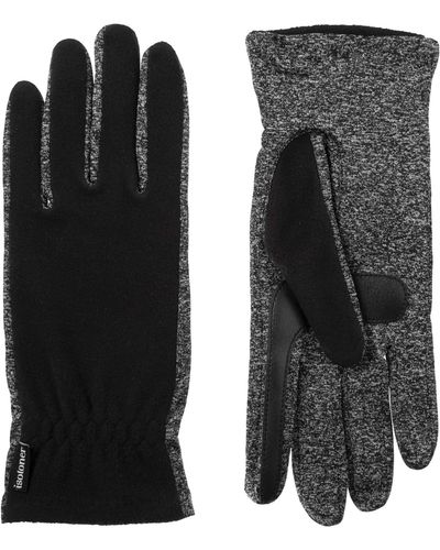 Isotoner Unlined Water Repellant Touch Screen Gloves - Black