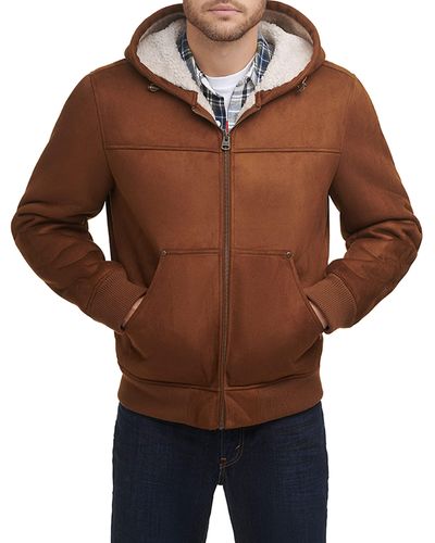 Levi's Buffed Cow Leather Hoody Bomber - Brown