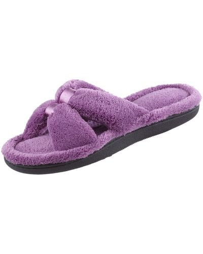 Isotoner Womens Microterry Satin X-slide Slippers - Purple