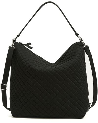 Vera Bradley Cotton Oversized Hobo Shoulder Bag - Black