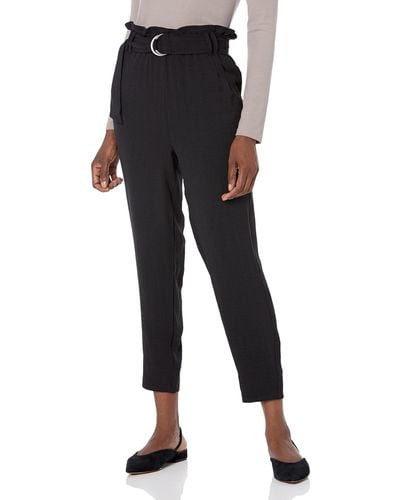 BCBGeneration Womens Relaxed Tapered With Tie Belt And Pockets Pants - Black