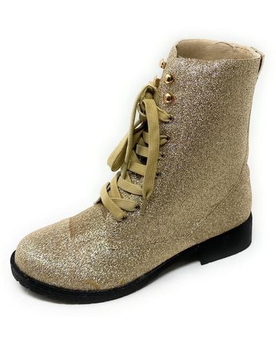 N.y.l.a. Mettle Glitter Combat Ankle Boot - Green