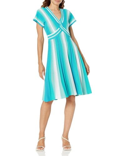 Trina Turk Cotton Knit A Line Dress - Blue