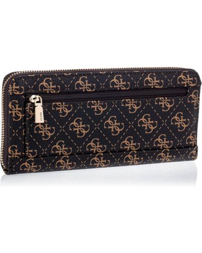 Guess Laurel Large Zip Around Wallet Brown Logo One Size - Multicolor