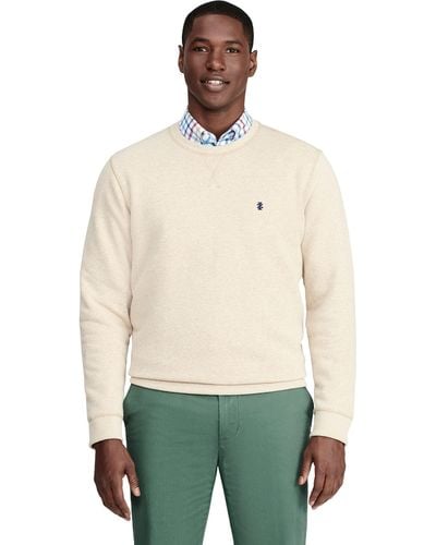 Izod Advantage Performance Crewneck Fleece Pullover Sweatshirt - Natural