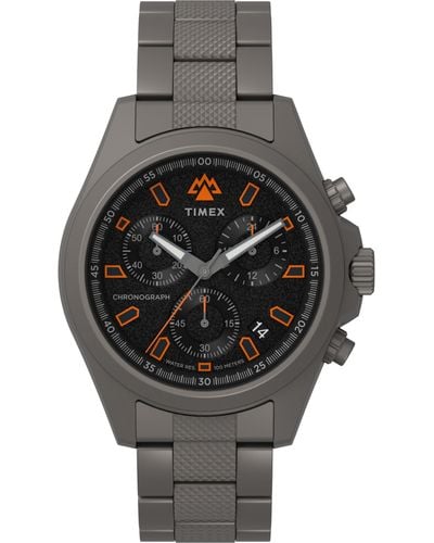Timex Titanium Bracelet Black Dial Titanium - Gray