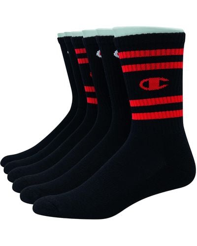 Champion Double Dry Moisture Wicking Crew Socks 6 - Black