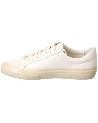 Vince S Fulton Dipped Lace Up Sneaker Ivory Horchata Leather 7.5 M - White