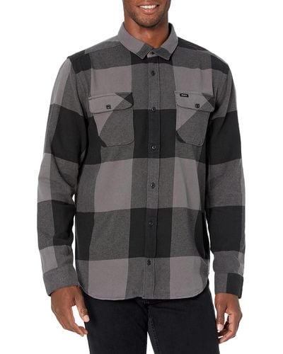 RVCA Mens Standard Fit Long Sleeve Up Flannel Button Down Shirt - Gray