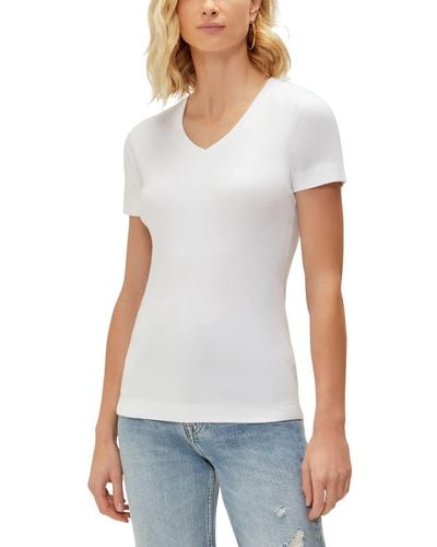 Three Dots Essential Heritage V-neck Short Sleeve Tee - White