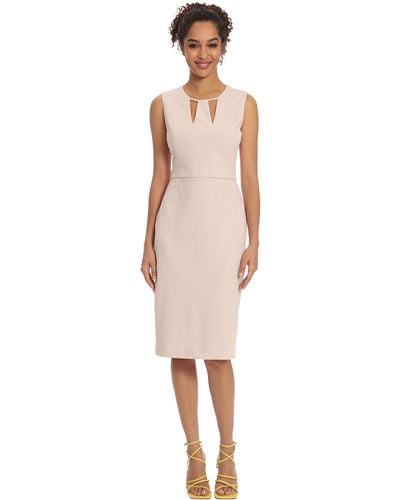 Donna Morgan Knee-length Sleeveless Dress With Neck Cutouts - White