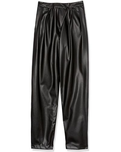The Drop @signedblake Black Vegan Leather Pleated Pants - Gray
