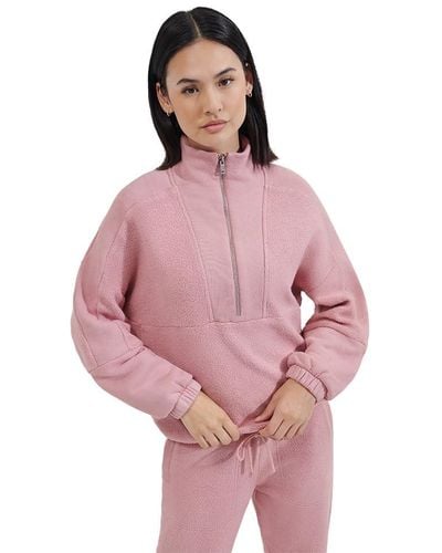UGG Elana Mixed Half Zip Sweater - Pink