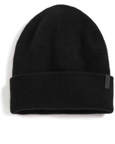 Vince S Cashmere Fine Rib Double Layer Cuff Knit Hat,black,os - Blue