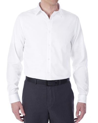Calvin Klein Dress Shirt Slim Fit Non Iron Herringbone, White, 16" Neck 32"-33" Sleeve (large)