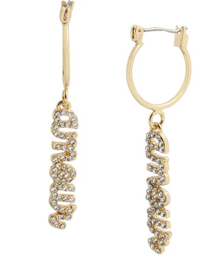 Jessica Simpson Pave Amour Drop Earrings - Metallic