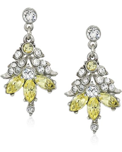 Ben-Amun Ben-amun Yellow Deco Collection Crystal New York Fashion Jewelry Earrings Brooch Necklace - Metallic