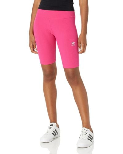 adidas Originals Adicolor Essentials Rib High Waisted Cycling Shorts Real Magenta Small - Pink