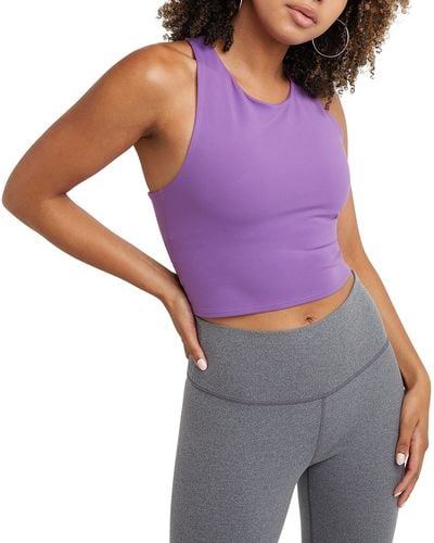 Champion , , Moisture Wicking, Anti Odor, Ribbed Crop Top For , Creative Mauve, Large - Purple