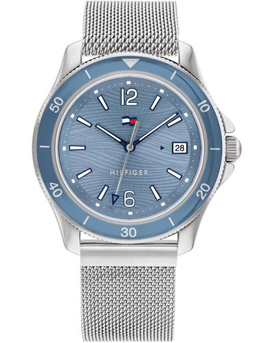 Tommy Hilfiger 1782563 Stainless Steel Case And Magnetic Mesh Bracelet Watch Color: Silver - Blue