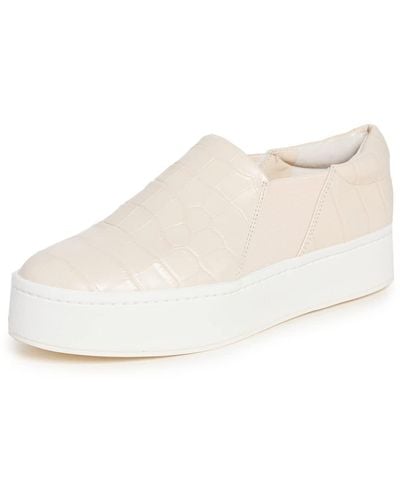 Vince S Warren Platform Slip On Fashion Sneakers Off White Leather 5.5 M - Black